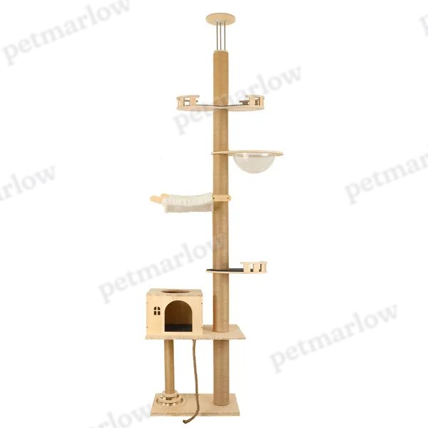 Floor To Ceiling Cat Tree with Adjustable Height and Hammock – view 3