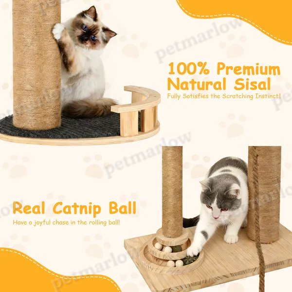 Floor To Ceiling Cat Tree with Adjustable Height and Hammock – view 4