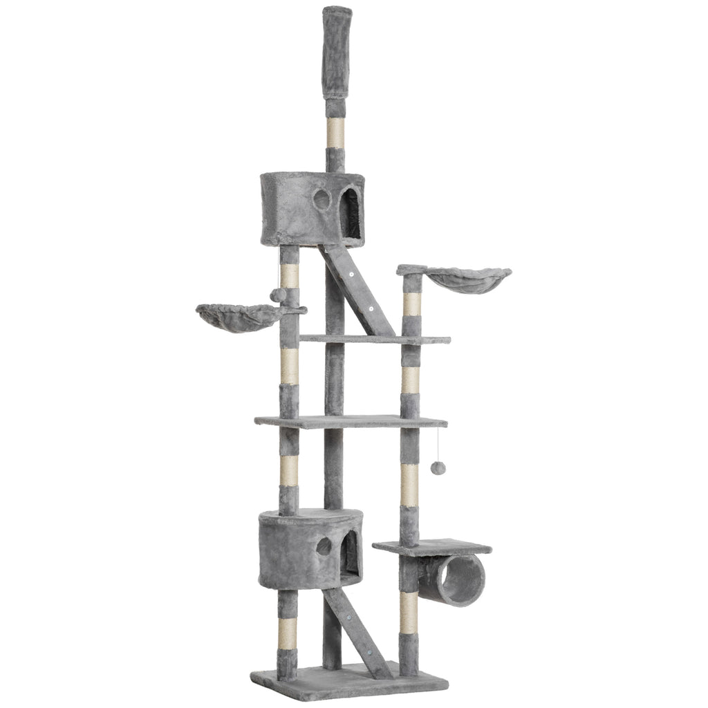 Adjustable Floor to Ceiling Cat Tree – Light Gray / 620x470x330 mm