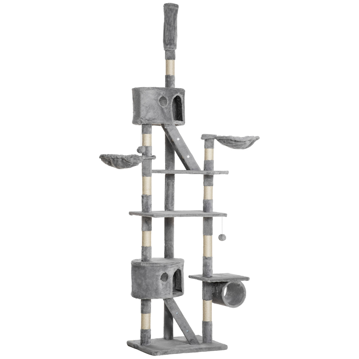 Adjustable Floor to Ceiling Cat Tree – Light Gray / 620x470x330 mm