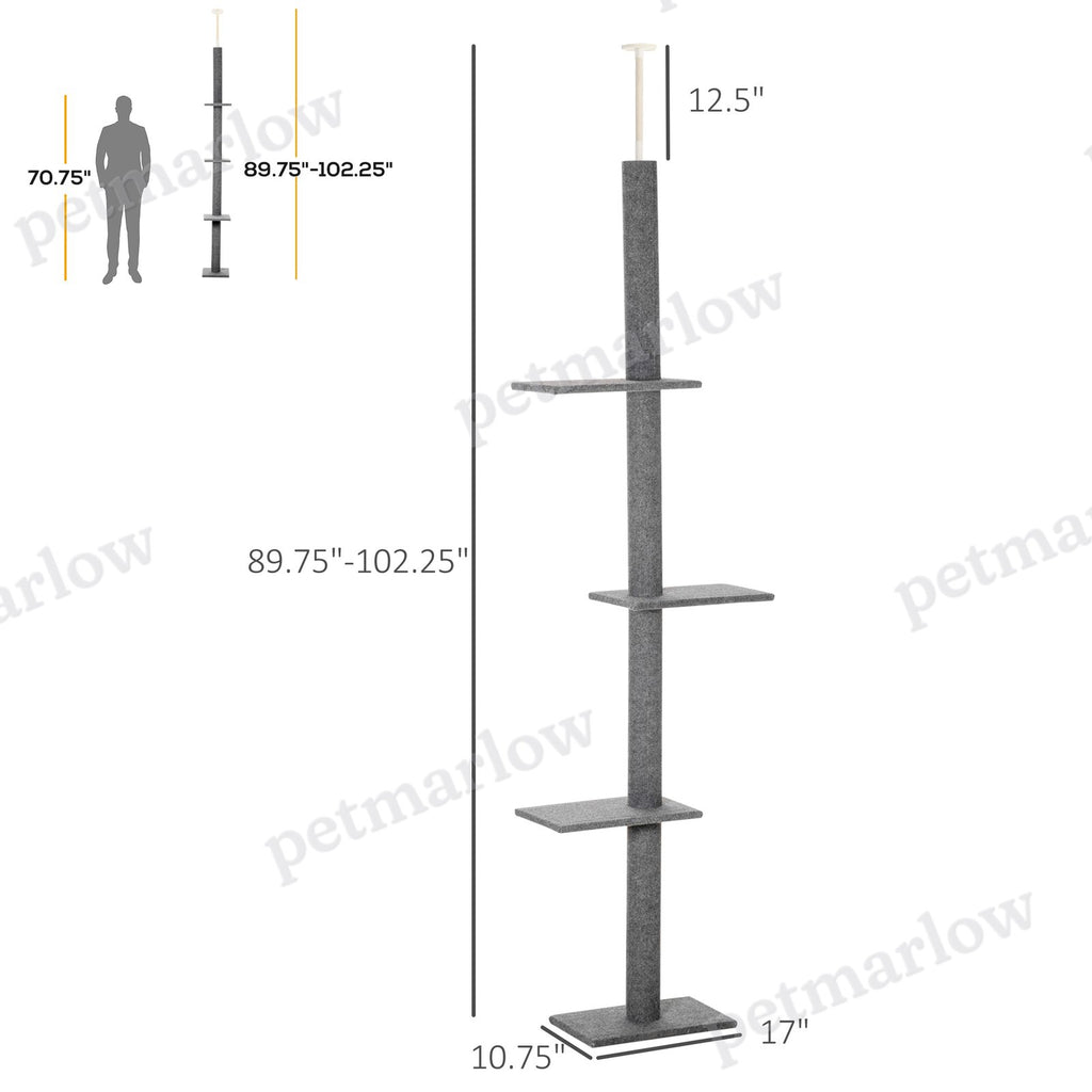 Floor-to-Ceiling Cat Tree with Scratching Posts – view 3