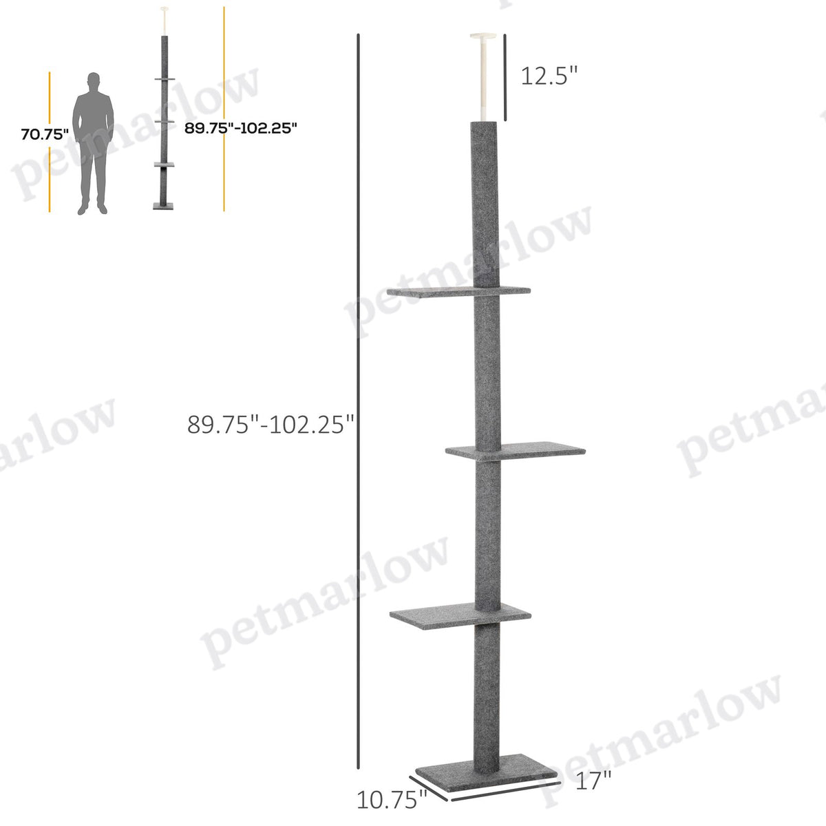 Floor-to-Ceiling Cat Tree with Scratching Posts – view 3