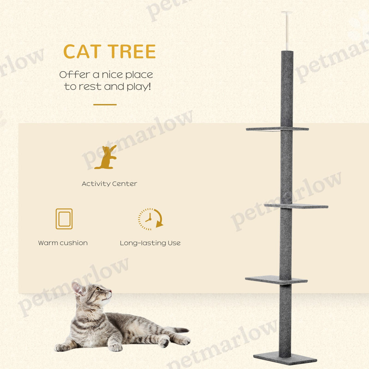 Floor-to-Ceiling Cat Tree with Scratching Posts – view 4