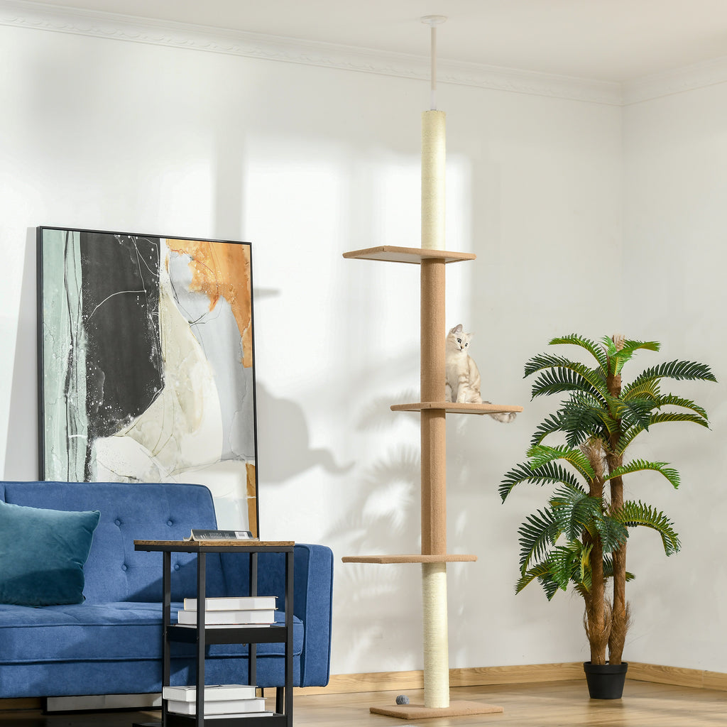 Floor-to-Ceiling Cat Tree Tower for Climbing and Scratching
