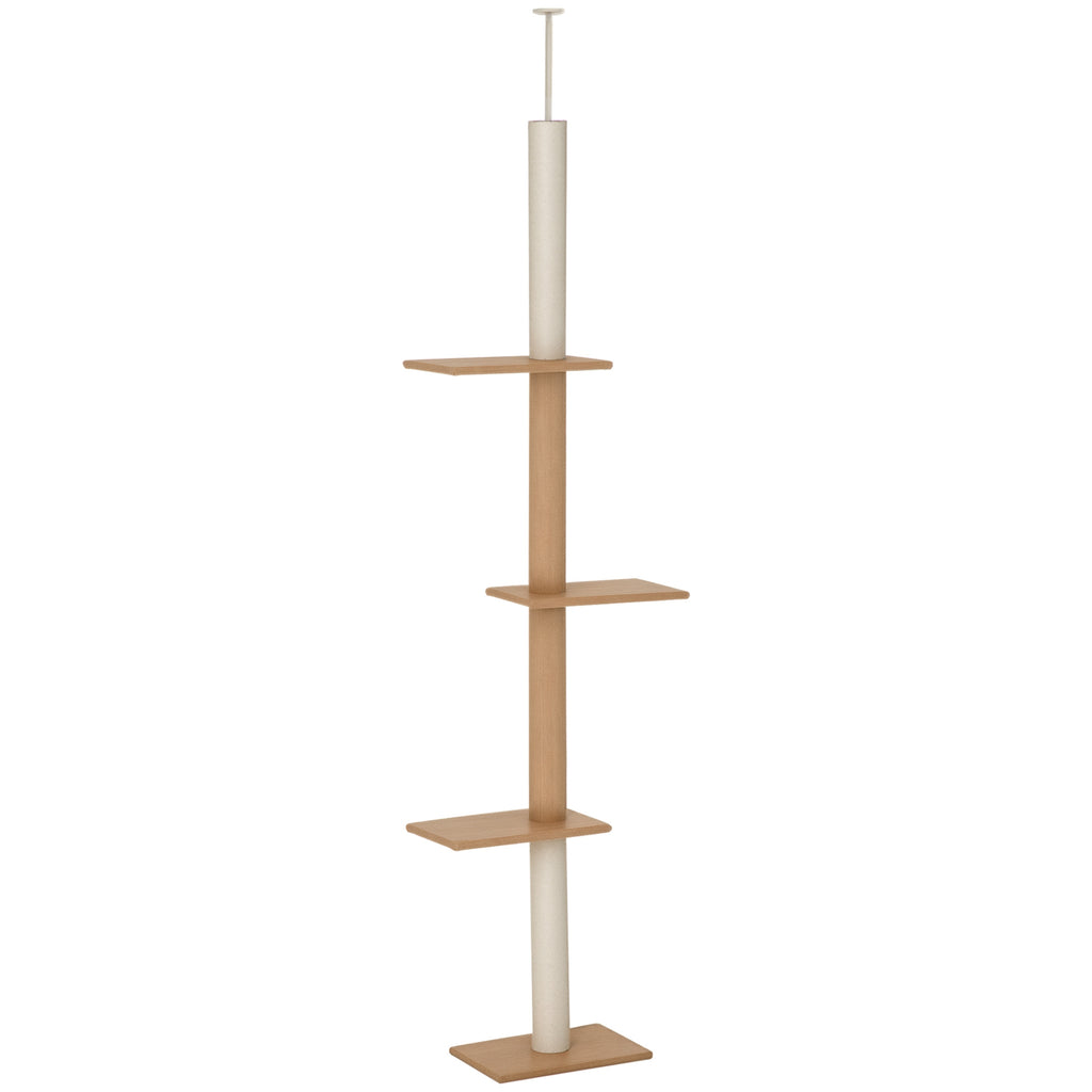 Floor-to-Ceiling Cat Tree Tower for Climbing and Scratching – Brown / 580x290x280 mm