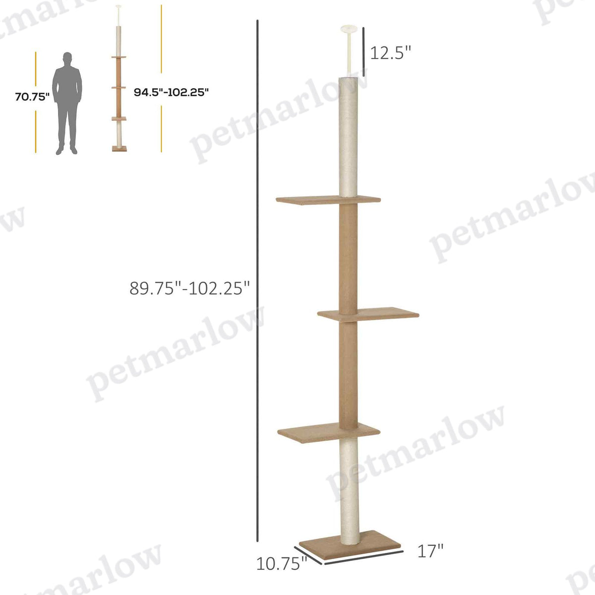 Floor-to-Ceiling Cat Tree Tower for Climbing and Scratching – view 3
