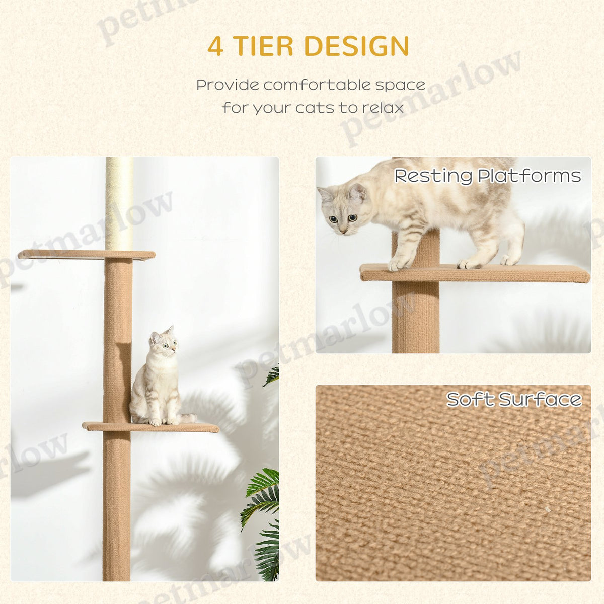 Floor-to-Ceiling Cat Tree Tower for Climbing and Scratching – view 6