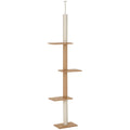Floor To Ceiling Cat Tree with 3 Perches for Climbing and Playing – Brown