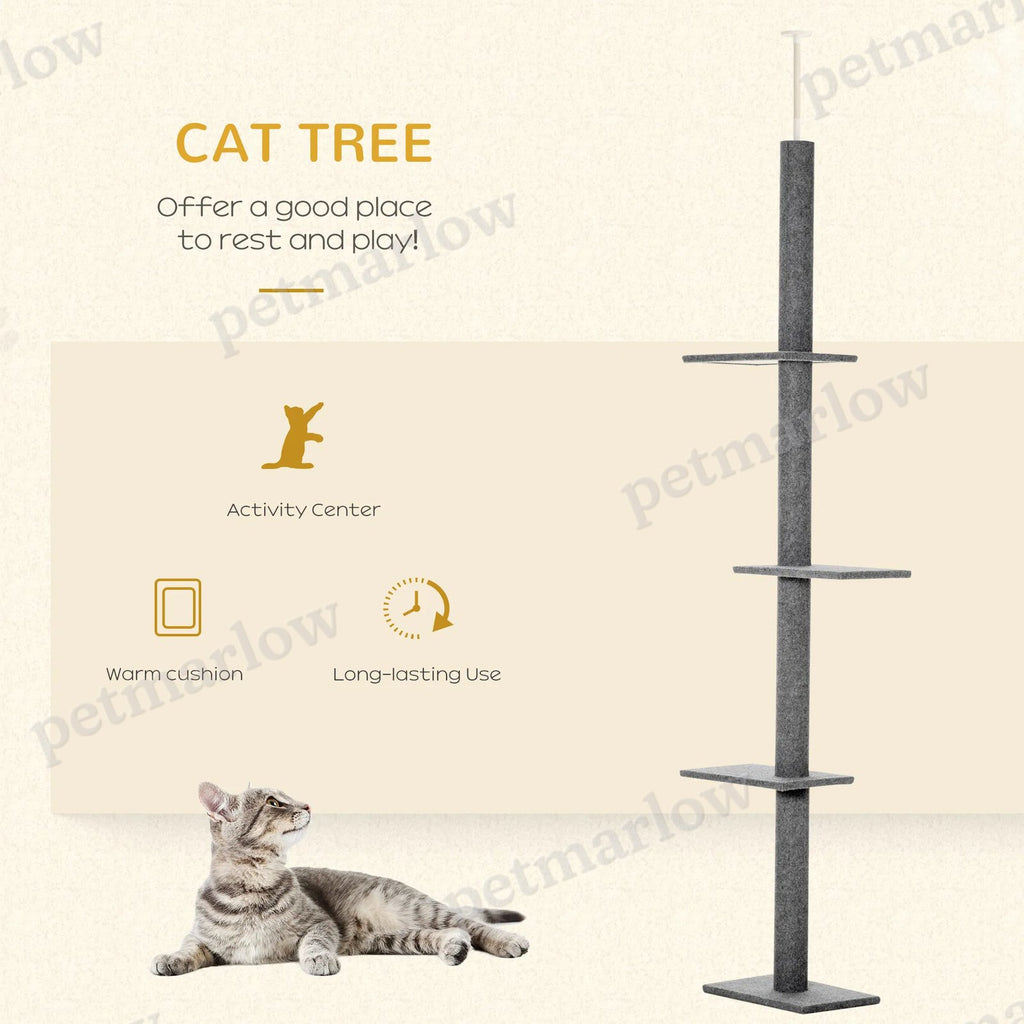 Floor To Ceiling Cat Tree with 3 Perches for Climbing and Playing – view 3