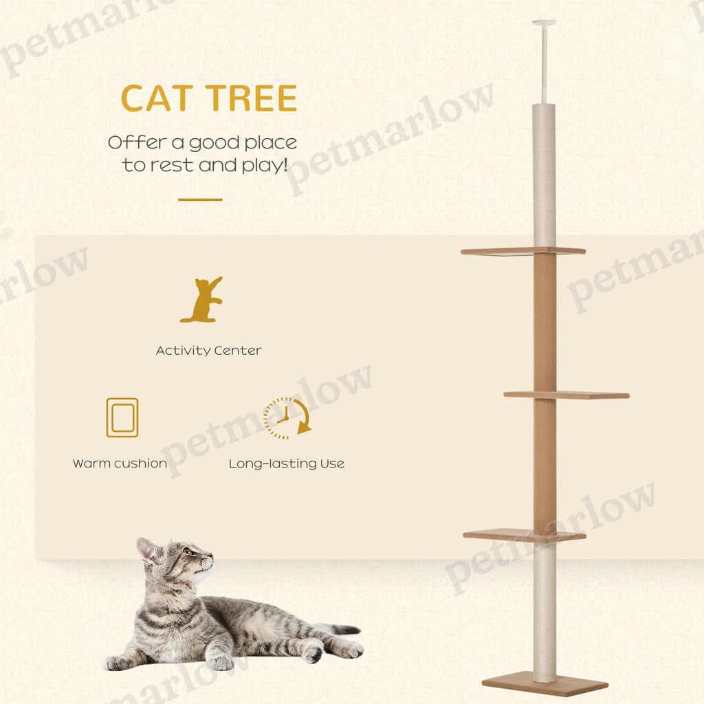 Floor To Ceiling Cat Tree with 3 Perches for Climbing and Playing – view 3