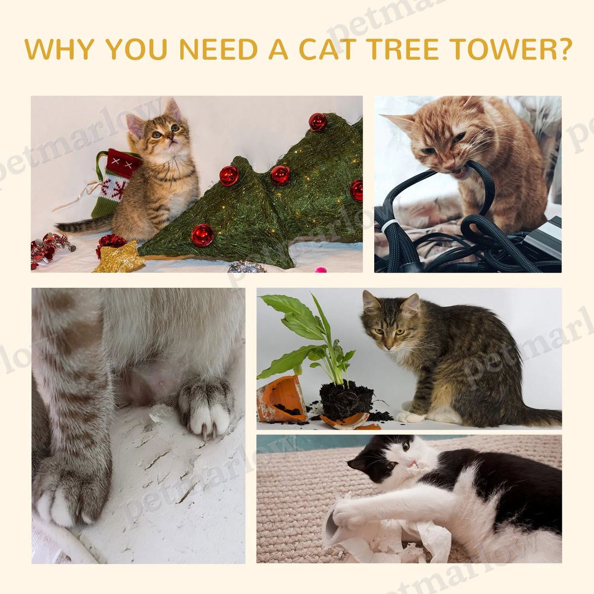 Floor To Ceiling Cat Tree with 3 Perches for Climbing and Playing – view 4