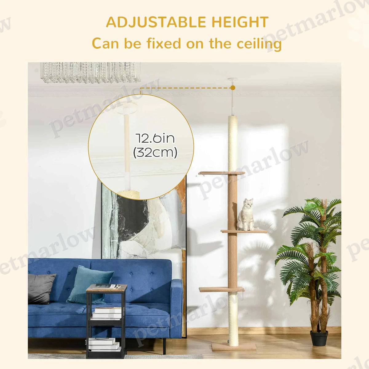Floor To Ceiling Cat Tree with 3 Perches for Climbing and Playing – view 5