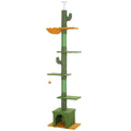Floor-to-Ceiling Cat Tree with Adjustable Height and Hammock – Green