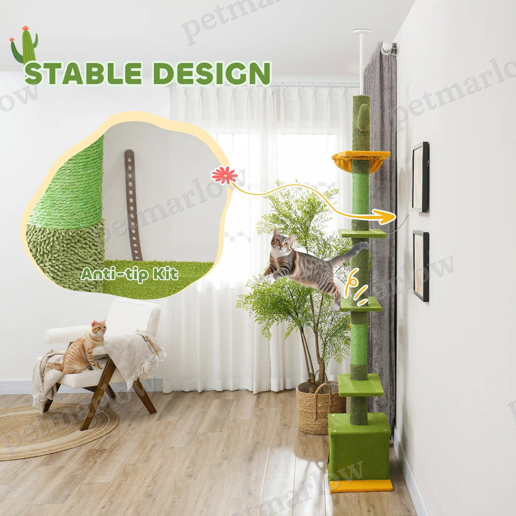 Floor-to-Ceiling Cat Tree with Adjustable Height and Hammock – view 5