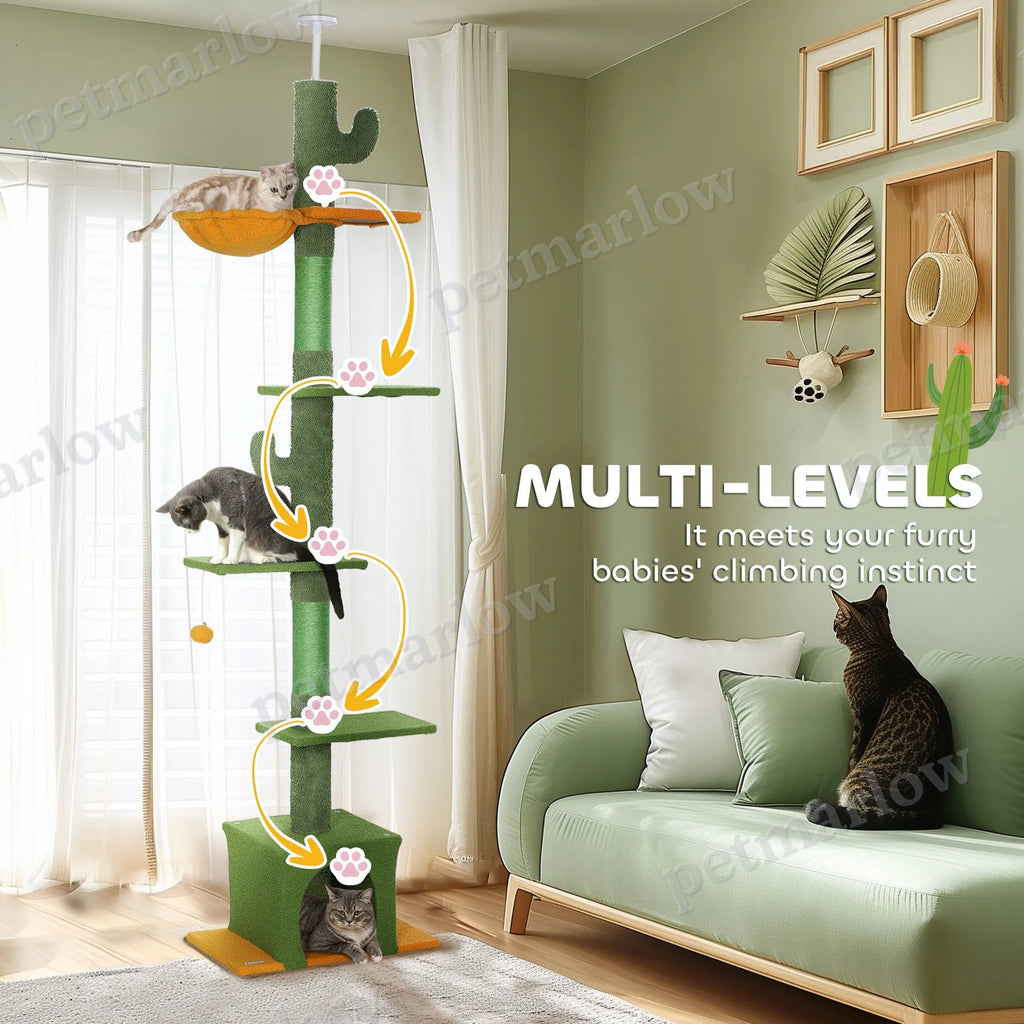 Floor-to-Ceiling Cat Tree with Adjustable Height and Hammock – view 6