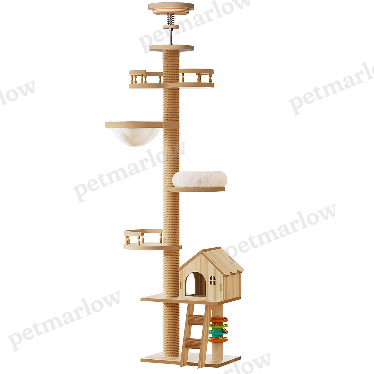 Floor to Ceiling Cat Tree with Scratching Post and Condo Bed – view 3