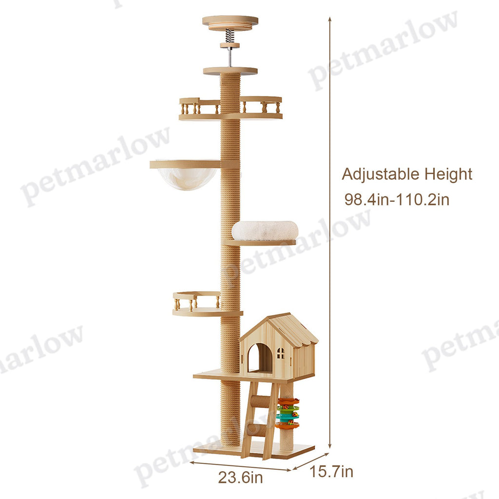 Floor to Ceiling Cat Tree with Scratching Post and Condo Bed – view 6