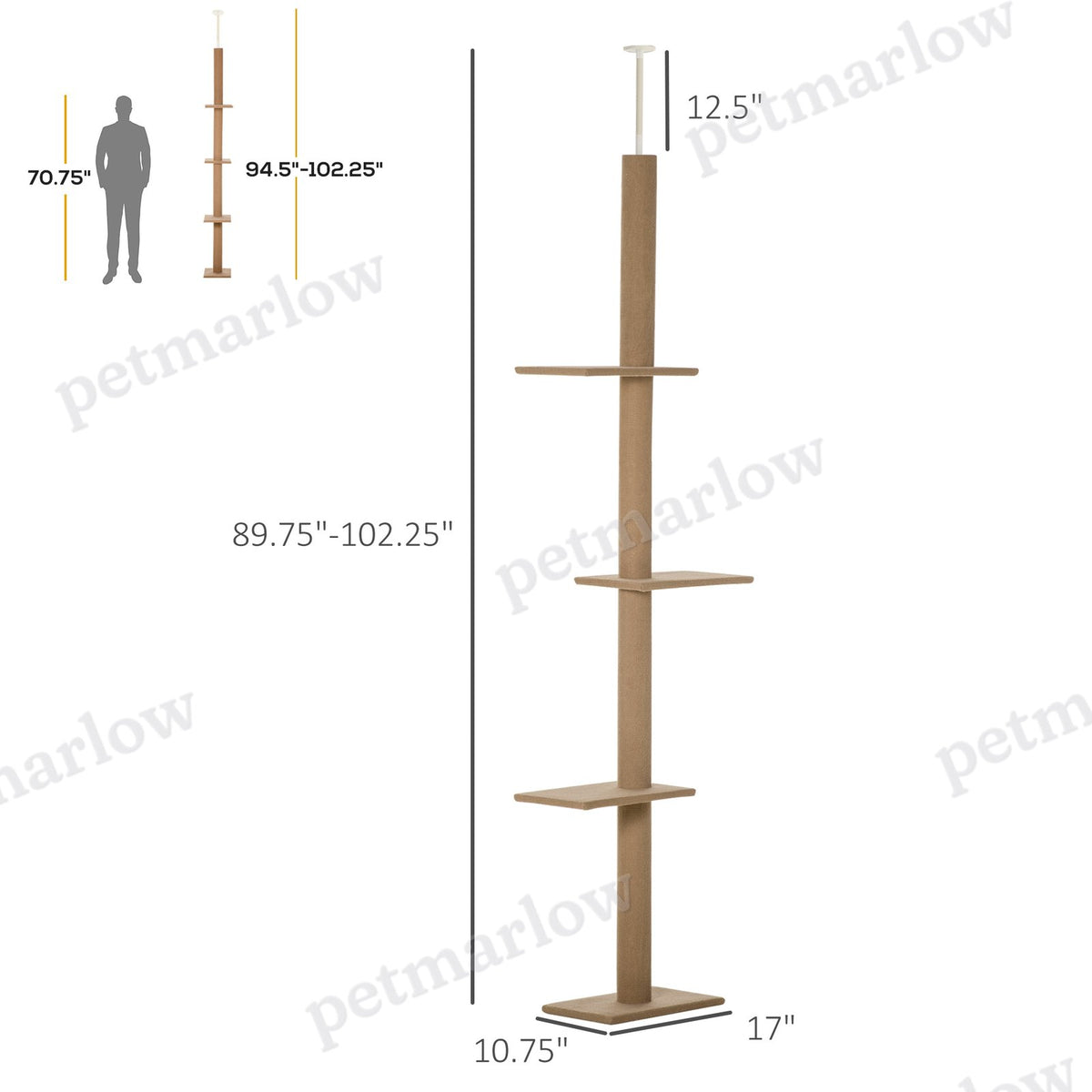 Floor-to-Ceiling Cat Tree with Scratching Posts – view 4