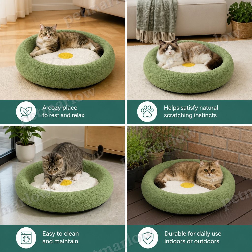 Flower Cat Scratcher Bed – Cozy 2-in-1 Scratching Lounge – view 5