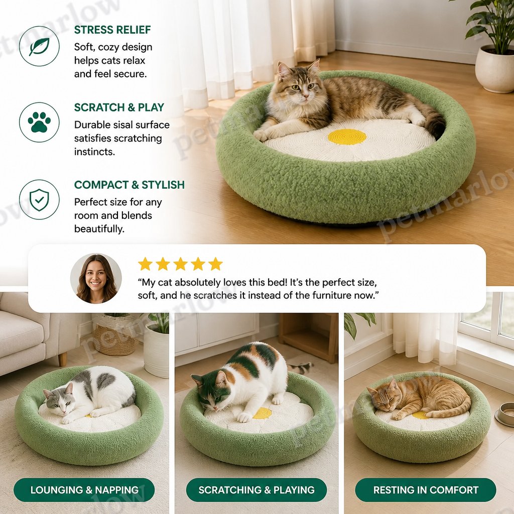 Flower Cat Scratcher Bed – Cozy 2-in-1 Scratching Lounge – view 6