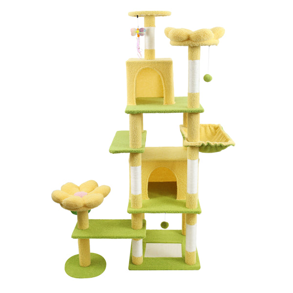 Flower Cat Tree with Condo and Hammock for Play