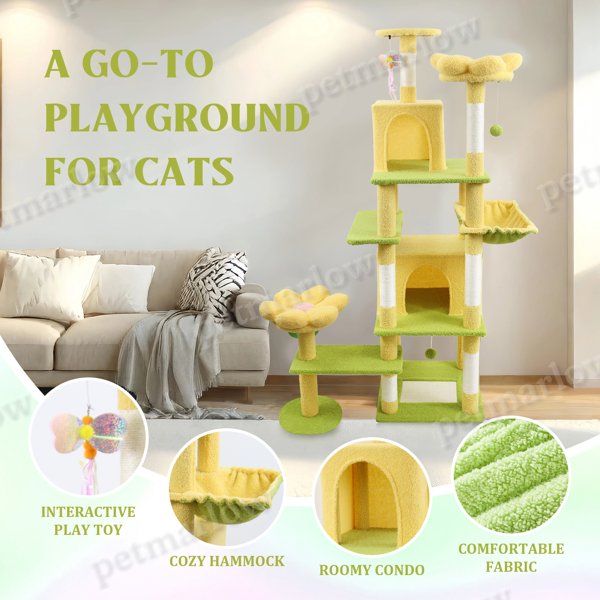 Flower Cat Tree with Condo and Hammock for Play – view 3
