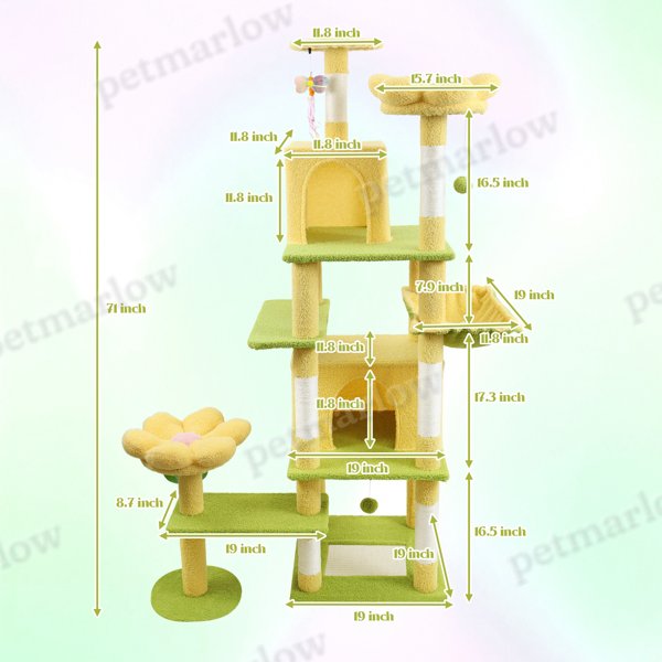 Flower Cat Tree with Condo and Hammock for Play – view 4