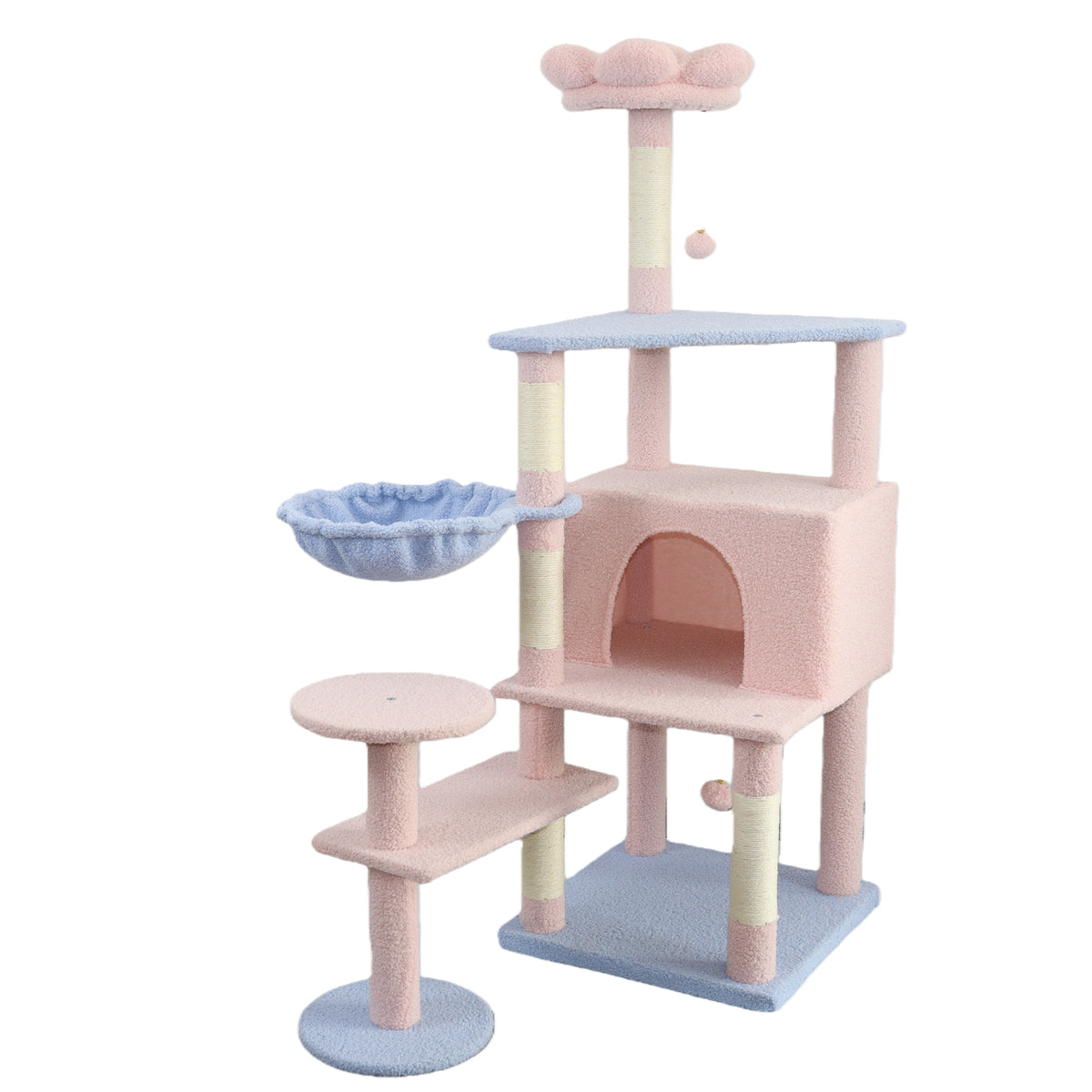 Flower Cat Tree with Large Condo and Removable Cushion