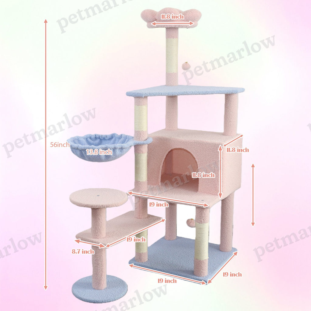 Flower Cat Tree with Large Condo and Removable Cushion – view 3