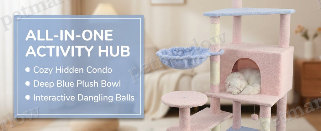 Flower Cat Tree with Large Condo and Removable Cushion – view 5