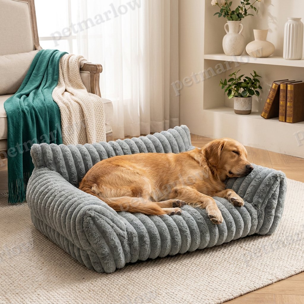 Fluffy Cloud Pet Sofa Bed with Soft Bolsters & Washable Cover – view 6