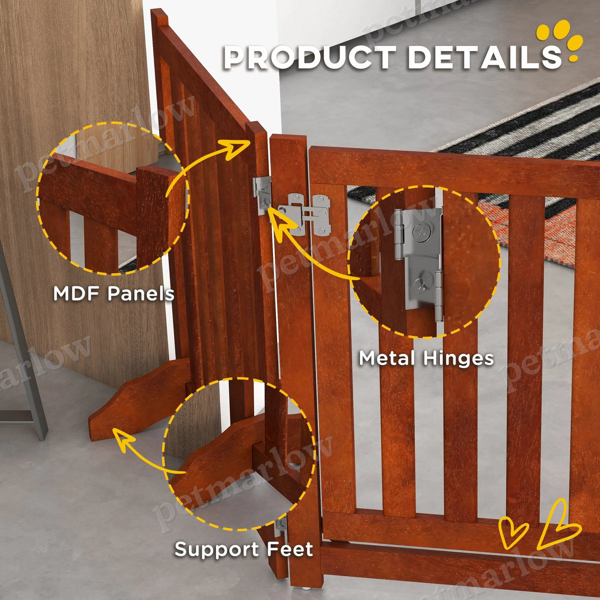 Foldable Dog Gate with Door, 4 Panels – view 3