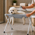 Foldable Elevated Breathable Mesh Pet Grooming Rack (Supports 44 lb) – Gray