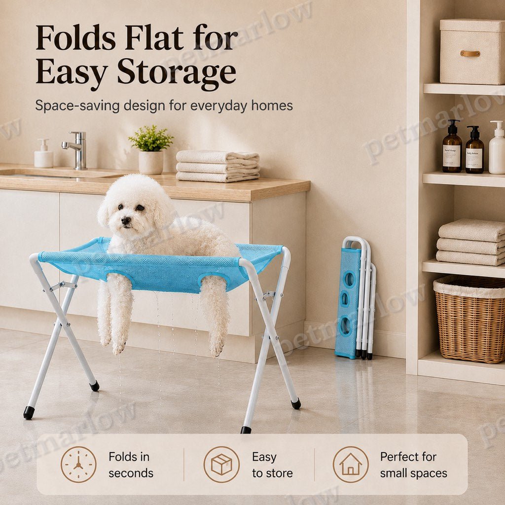 Foldable Elevated Breathable Mesh Pet Grooming Rack (Supports 44 lb) – view 5