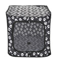 Foldable Fabric Dog Crate with Paw Print Pattern - Portable and Well-Ventilated – Black