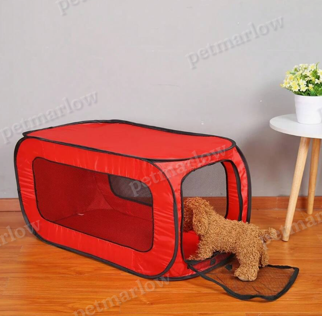 Foldable Fabric Dog Crate with Paw Print Pattern - Portable and Well-Ventilated – view 5
