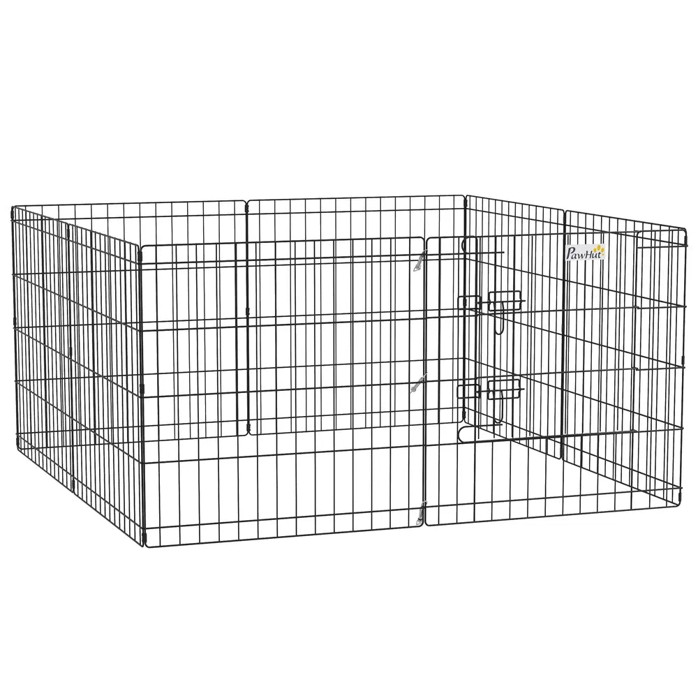 Foldable Metal Exercise Playpen for Dogs and Pets – Black