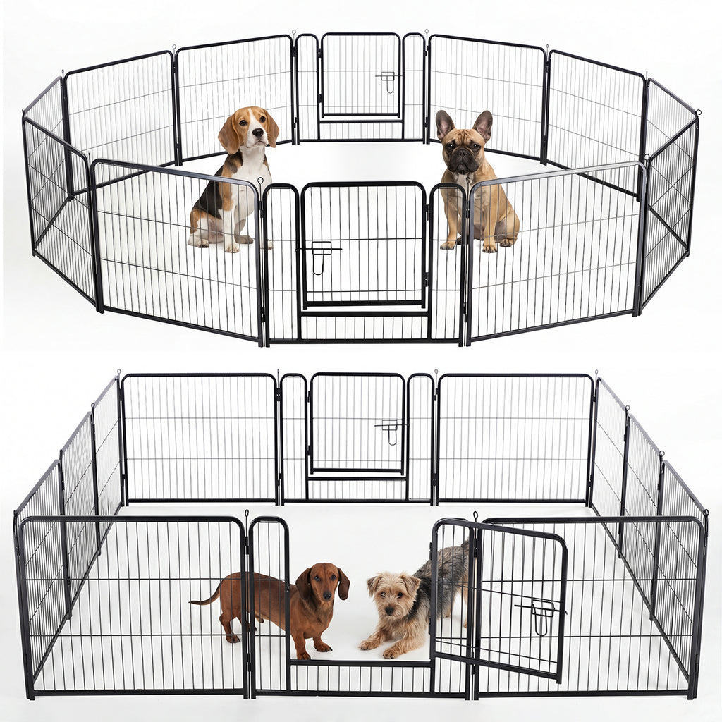 Foldable Metal Pet Fence With Door for Dogs