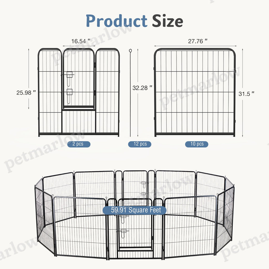 Foldable Metal Pet Fence With Door for Dogs – view 3