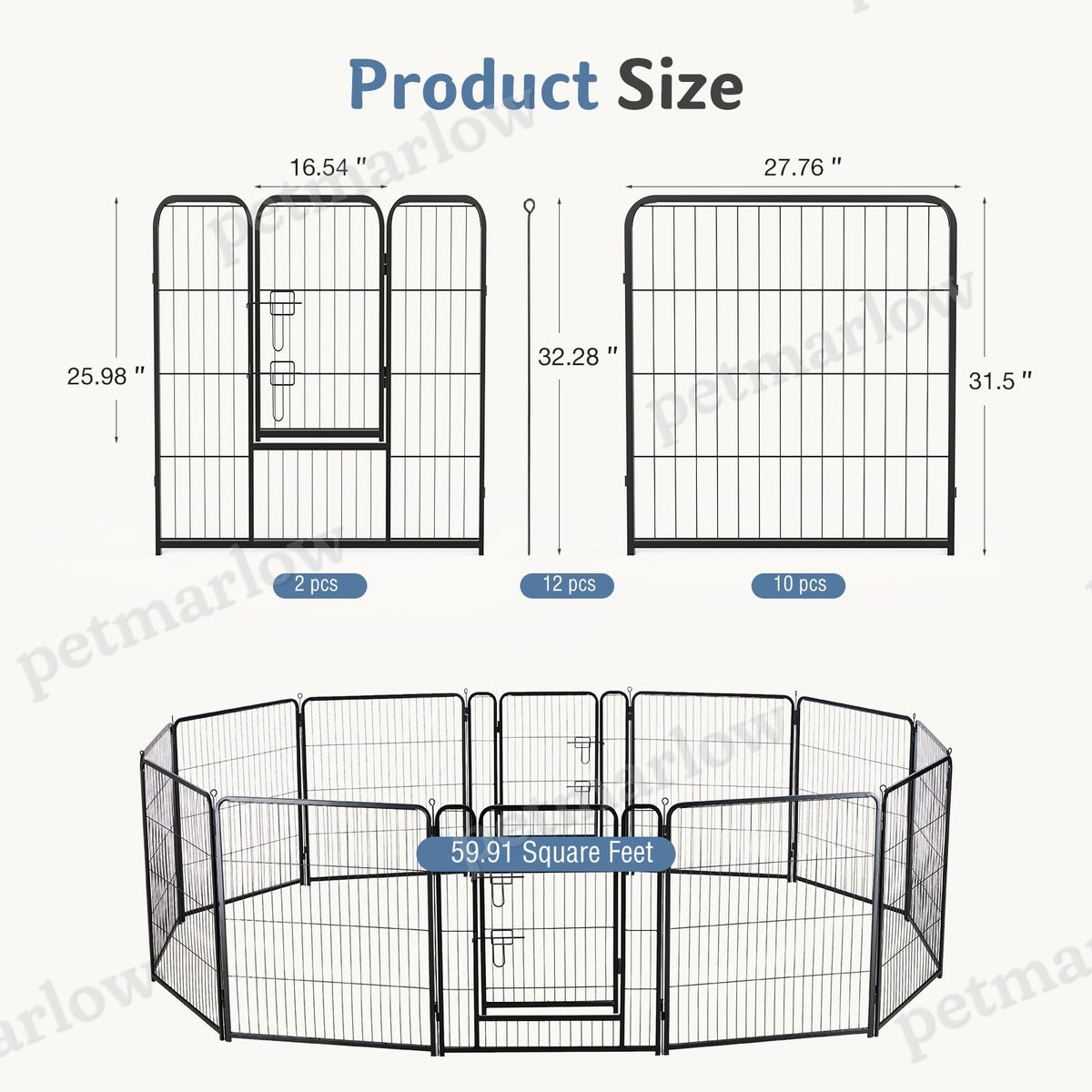 Foldable Metal Pet Fence With Door for Dogs – view 3
