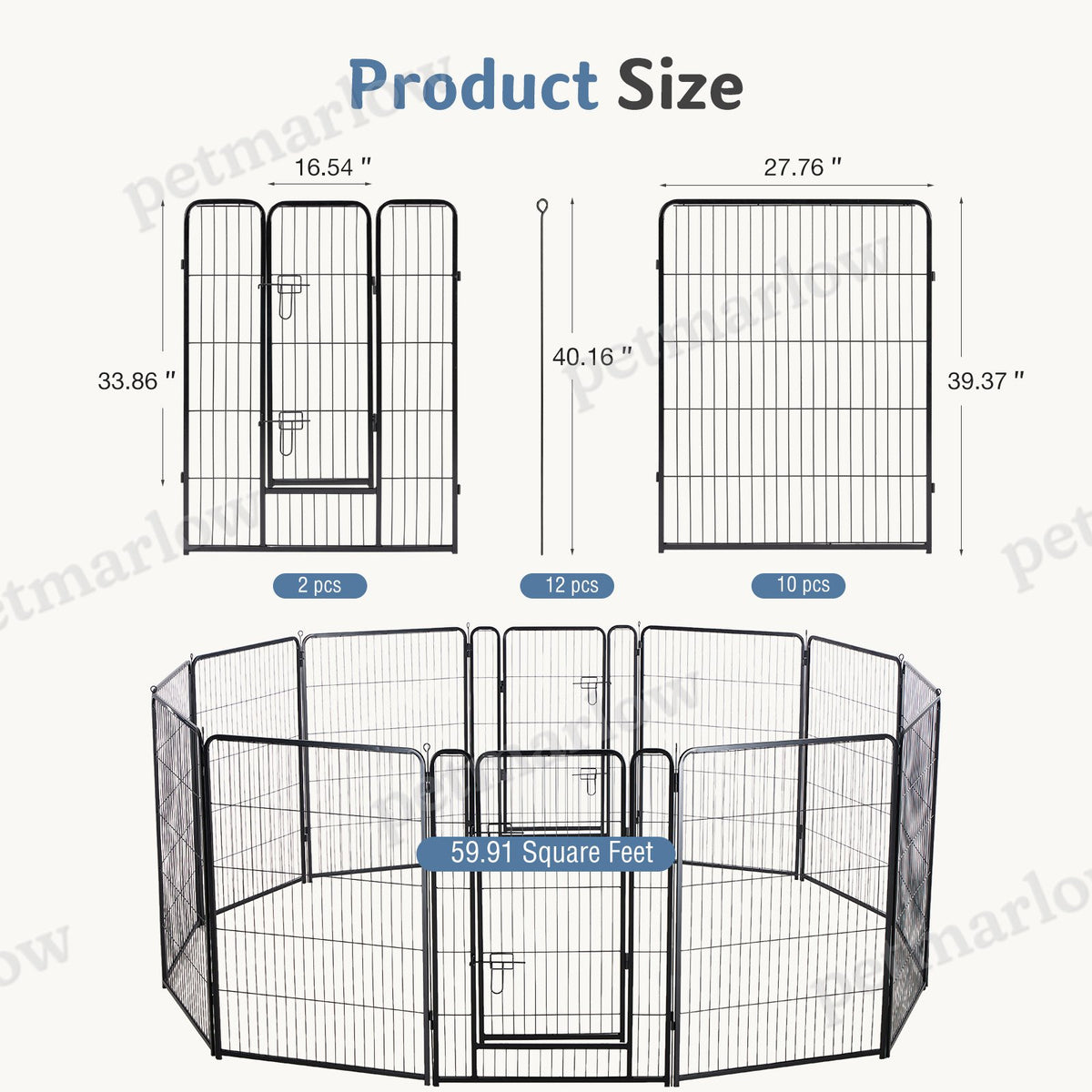 Foldable Metal Pet Fence With Door for Dogs – view 4