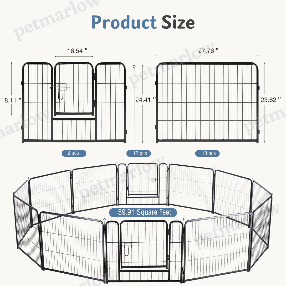 Foldable Metal Pet Fence With Door for Dogs – view 5
