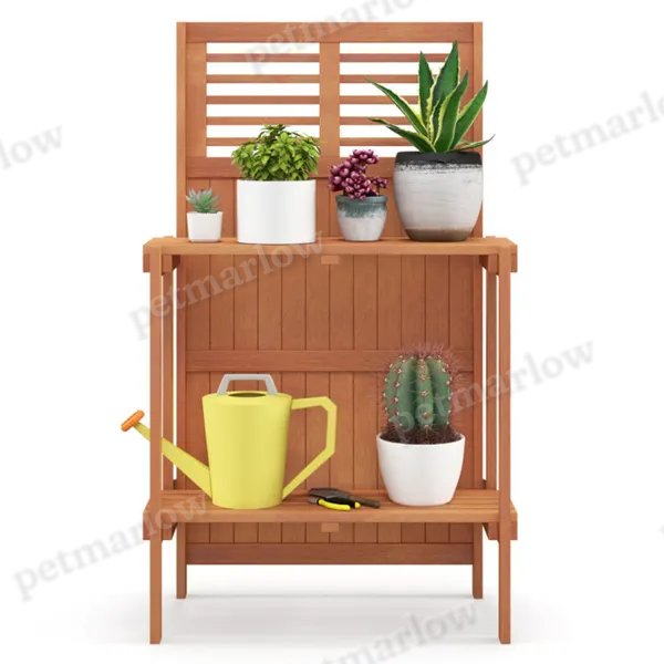 Foldable Outdoor Garden Plant Stand with Storage Shelves – view 4