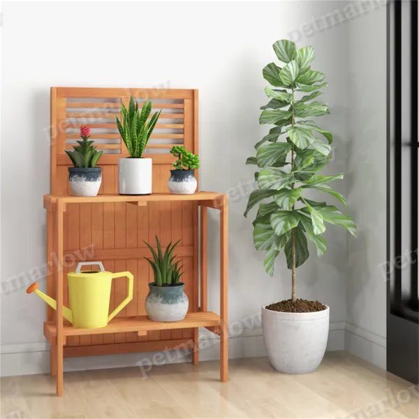 Foldable Outdoor Garden Plant Stand with Storage Shelves – view 5