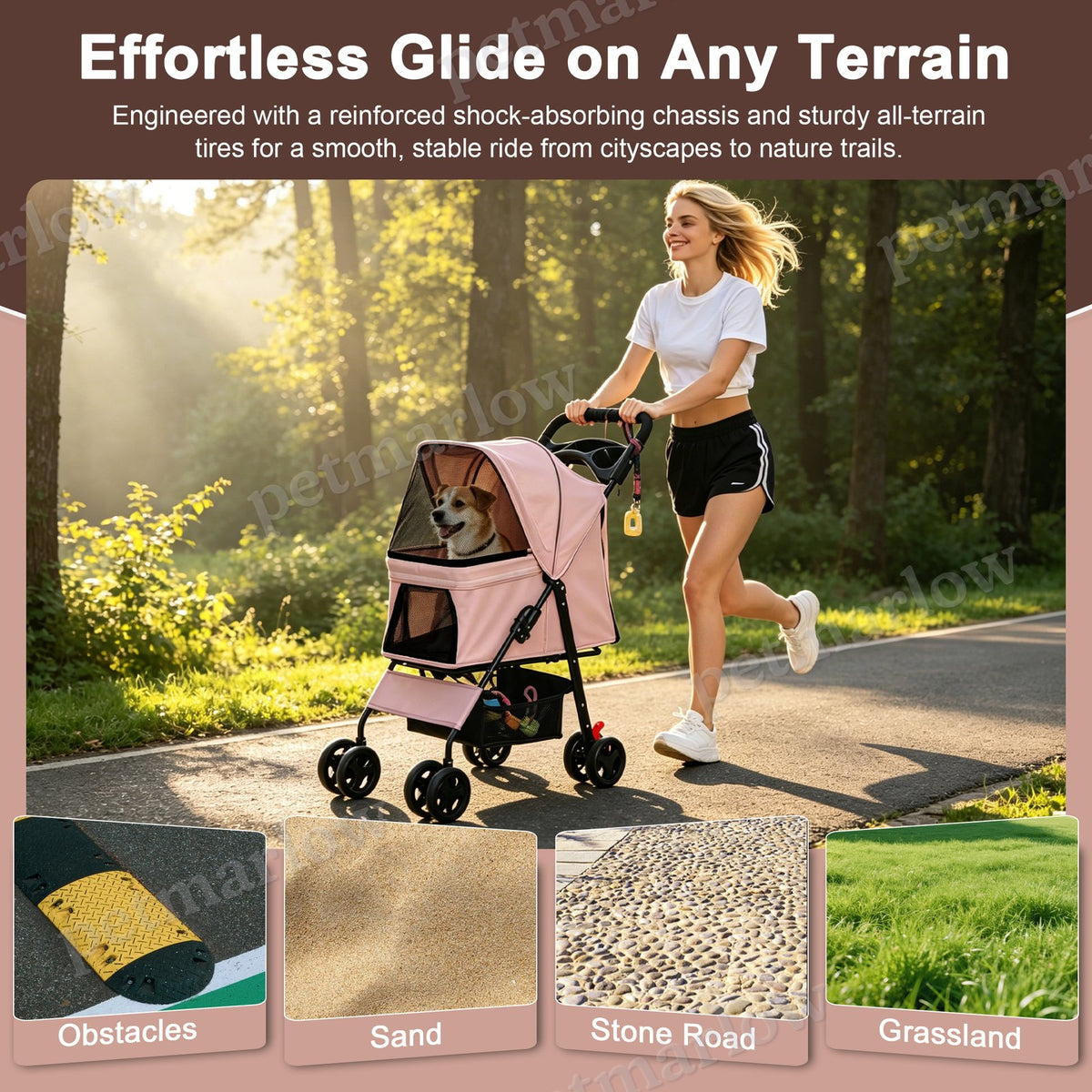 Foldable Pet Stroller for Small Dogs and Cats Under 28 lbs
