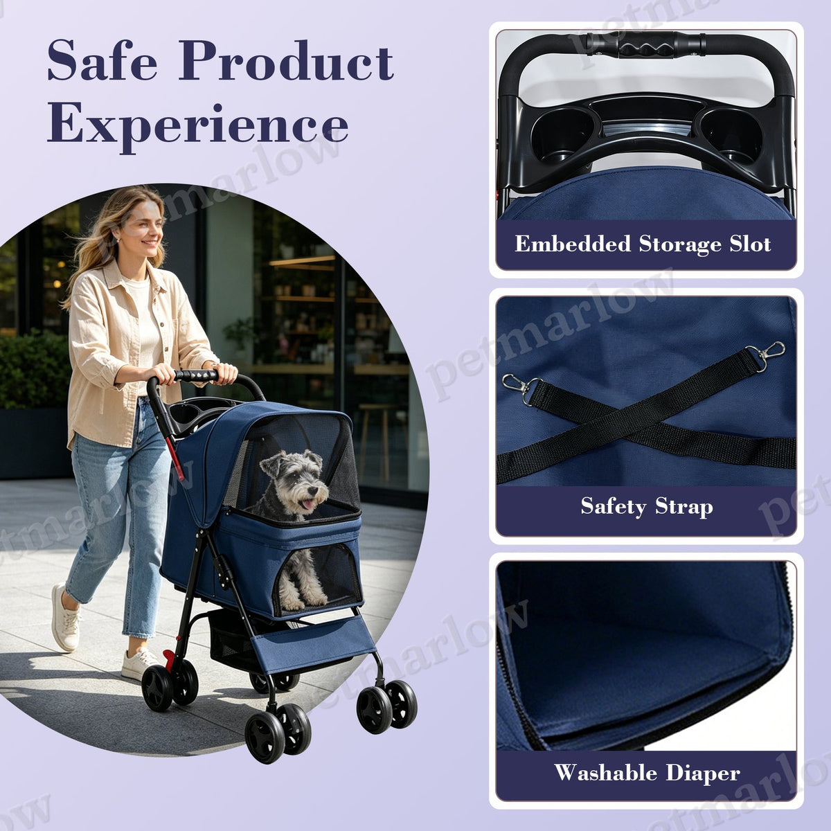 Foldable Pet Stroller for Small Dogs and Cats Under 28 lbs