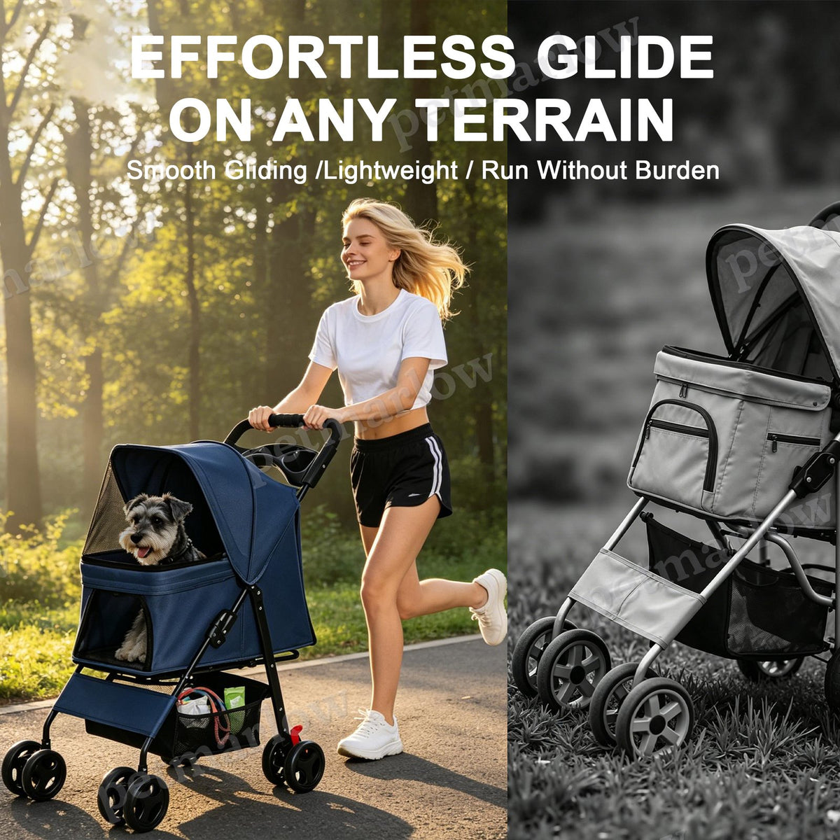 Foldable Pet Stroller for Small Dogs and Cats Under 28 lbs