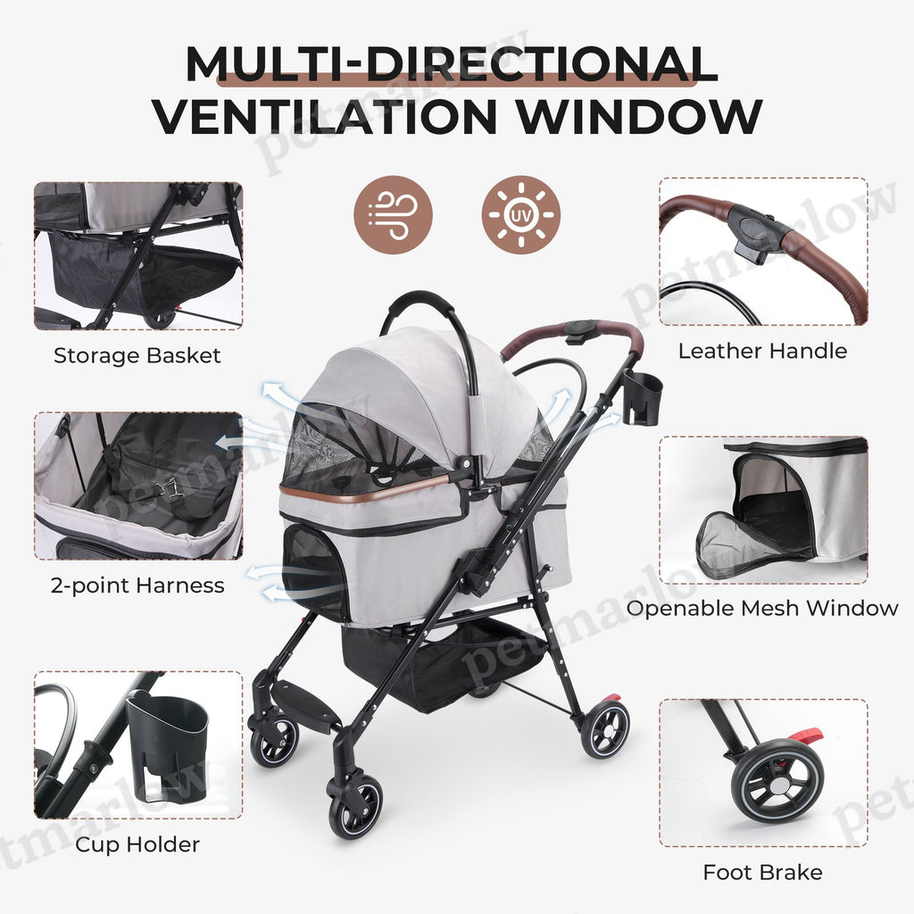 Foldable Pet Stroller For Small Dogs & Cats – view 5