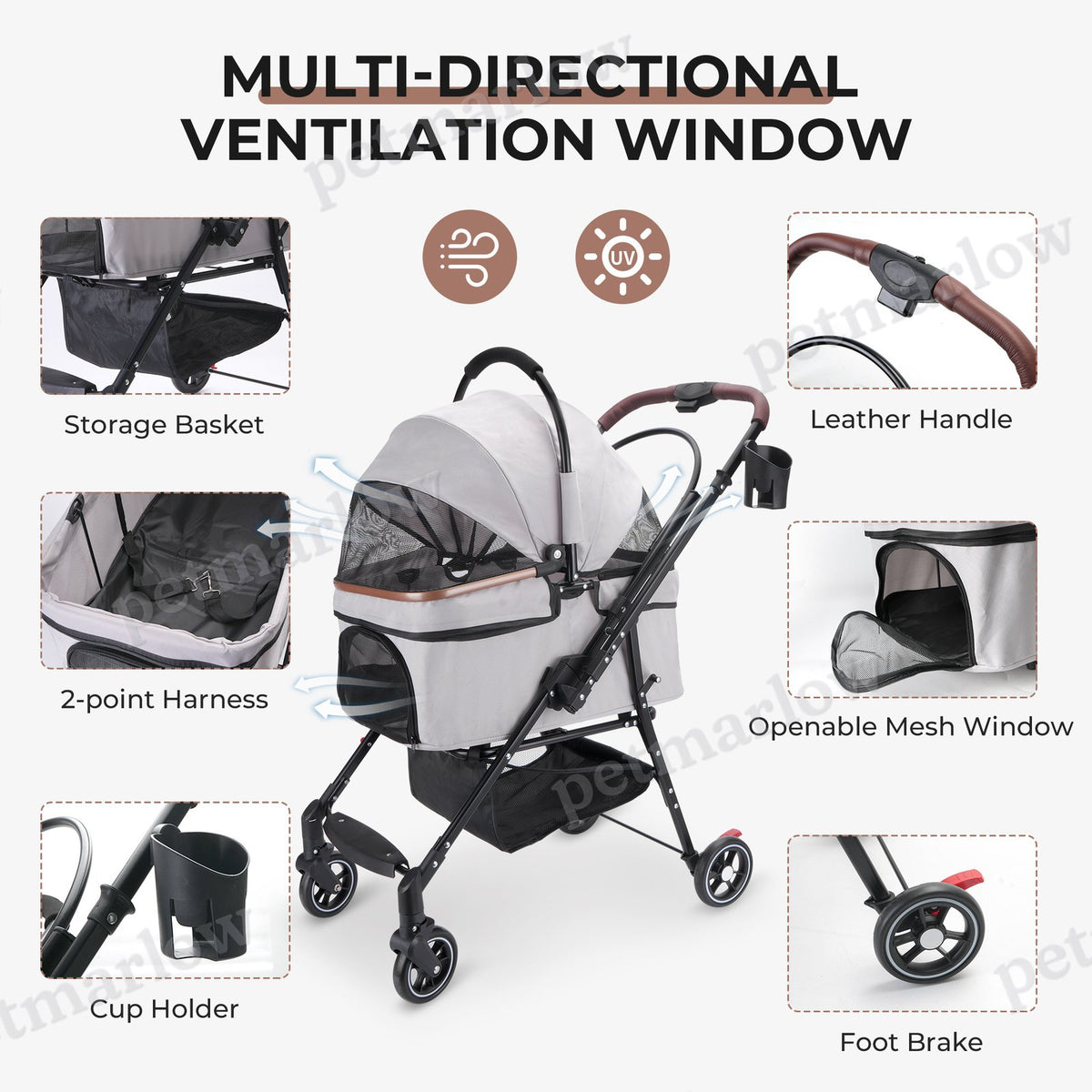 Foldable Pet Stroller For Small Dogs & Cats – view 5