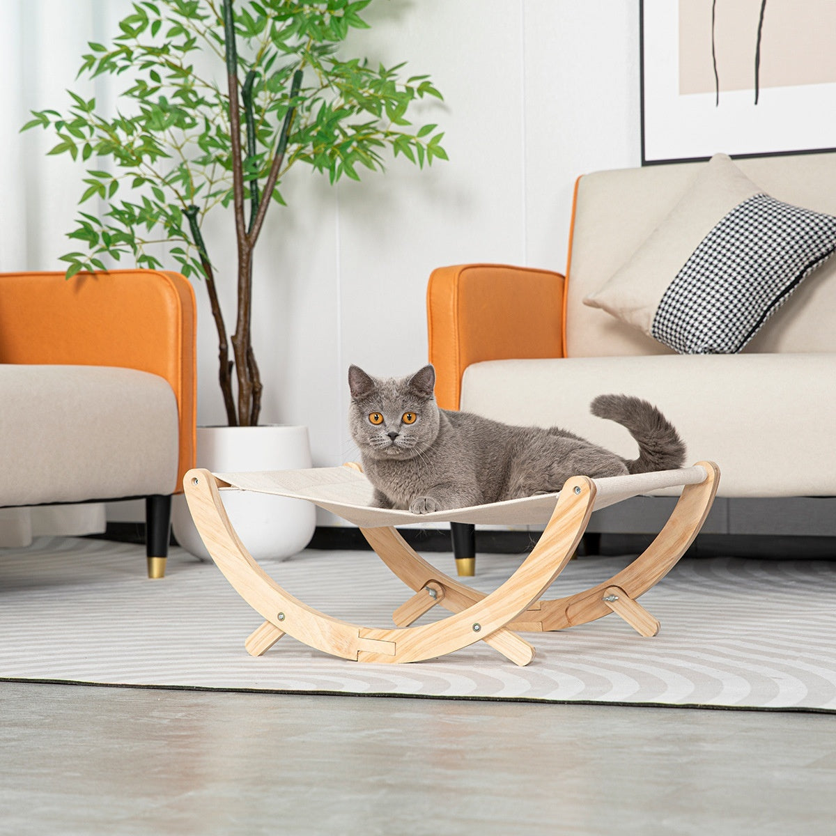 Foldable Solid Wood Cat Hammock Bed